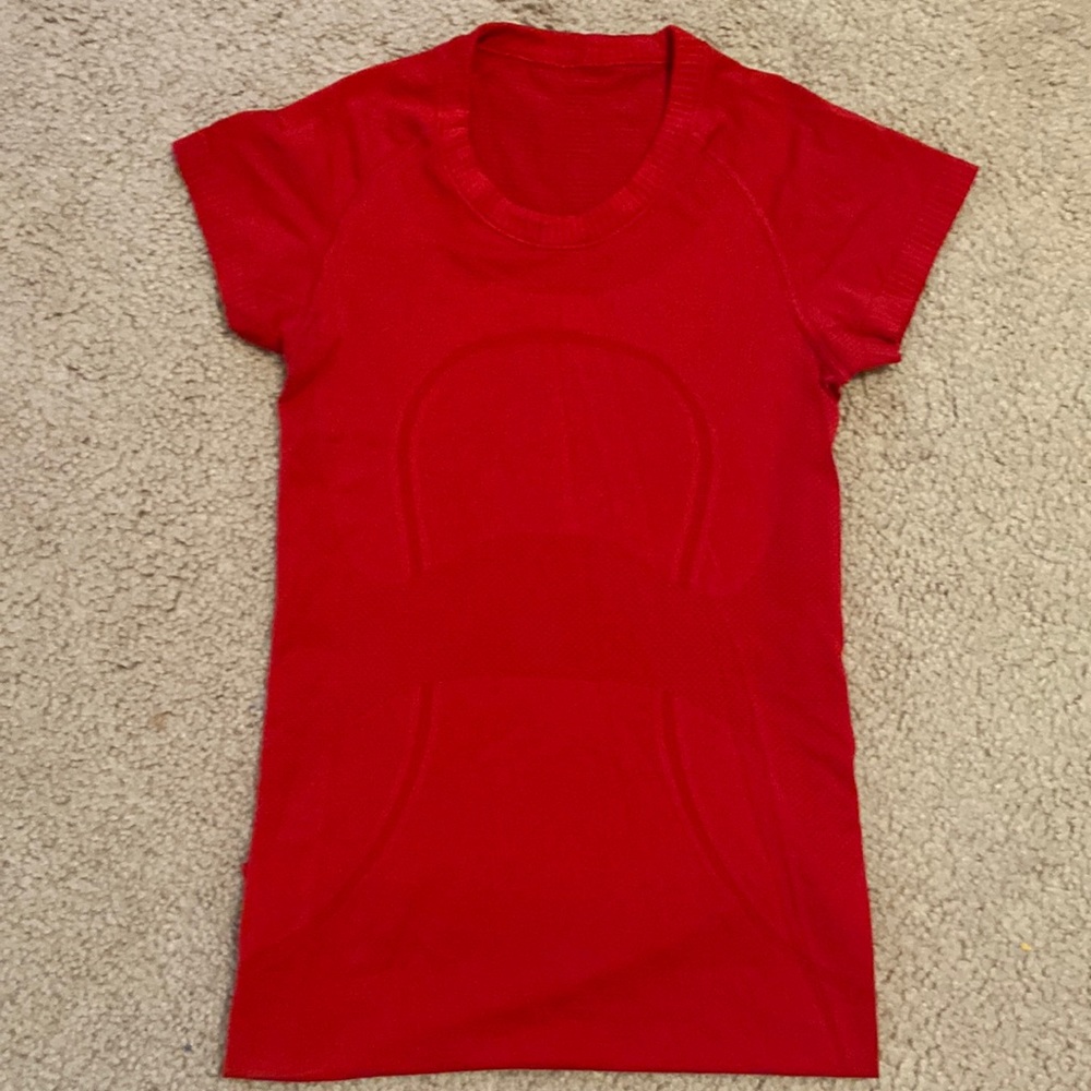 LULULEMON: Red Swiftly Tech Short Sleeve Shirt